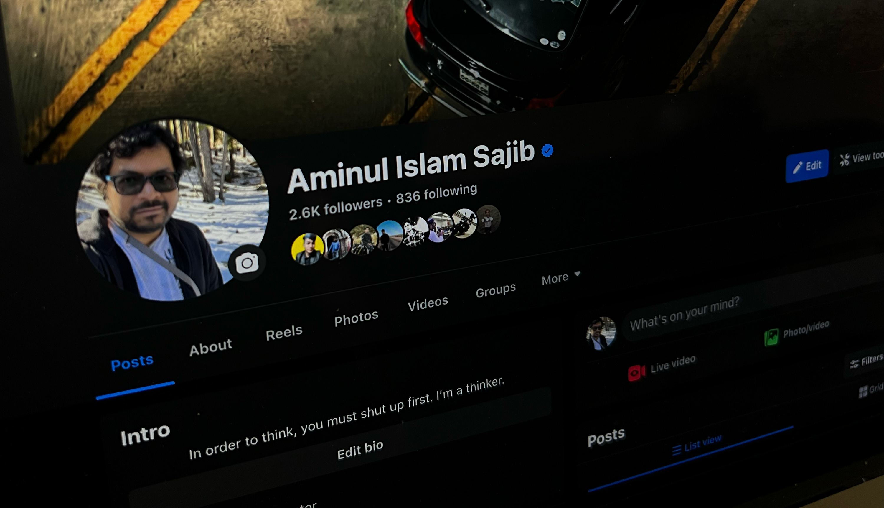 A screenshot of my Facebook profile.